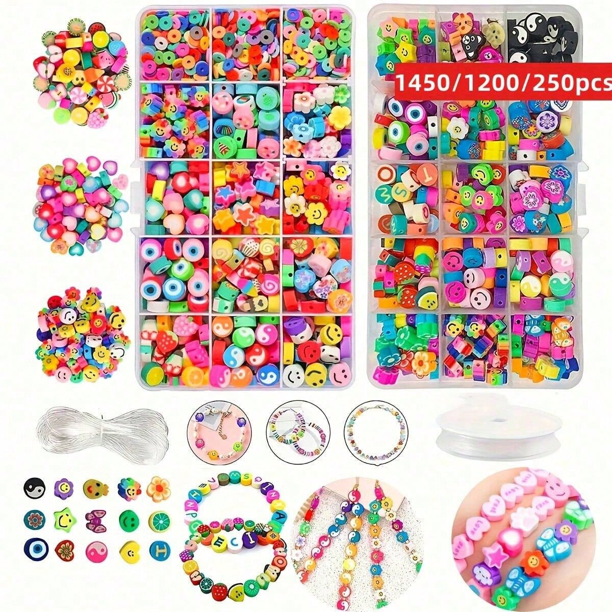 Jewelry Making At Home - 1450/1200/250pcs Polymer Clay Beads Set, Box,
