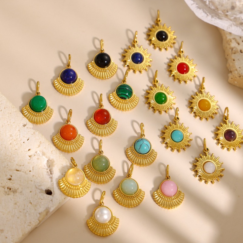 Gold Plated Sunburst Natural S - Jewelry Making Gemstones recension och pris