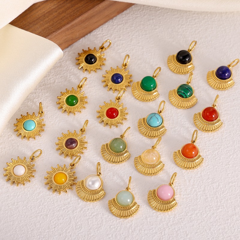 Gold Plated Sunburst Natural S - Jewelry Making Gemstones recension och pris