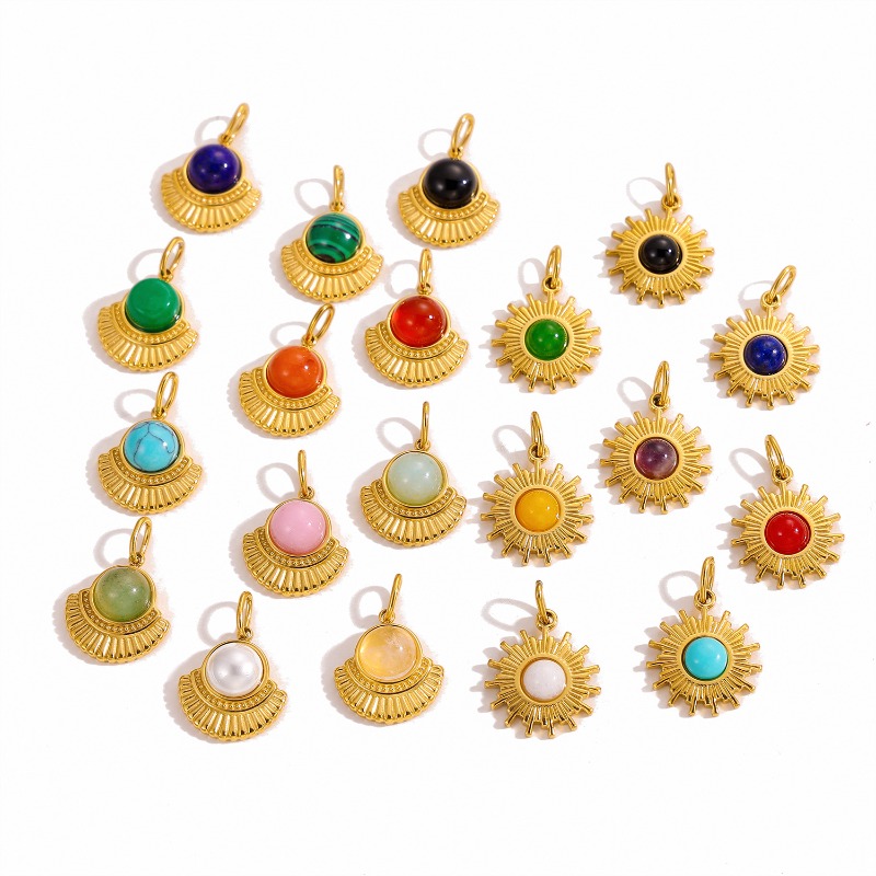 Gold Plated Sunburst Natural S - Jewelry Making Gemstones recension och pris