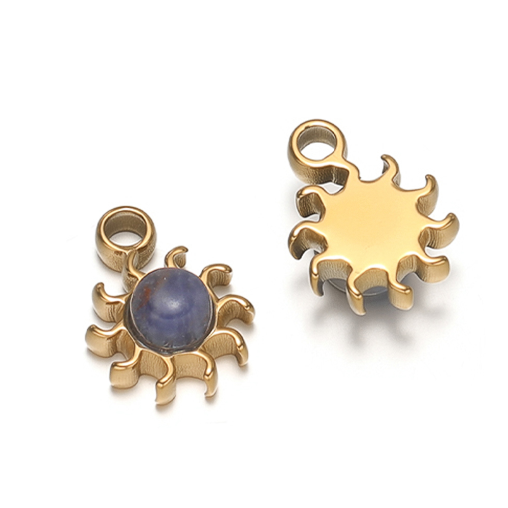 5Pcs Stainless Steel Sun Charm - Jewelry Making Gemstones recension och pris