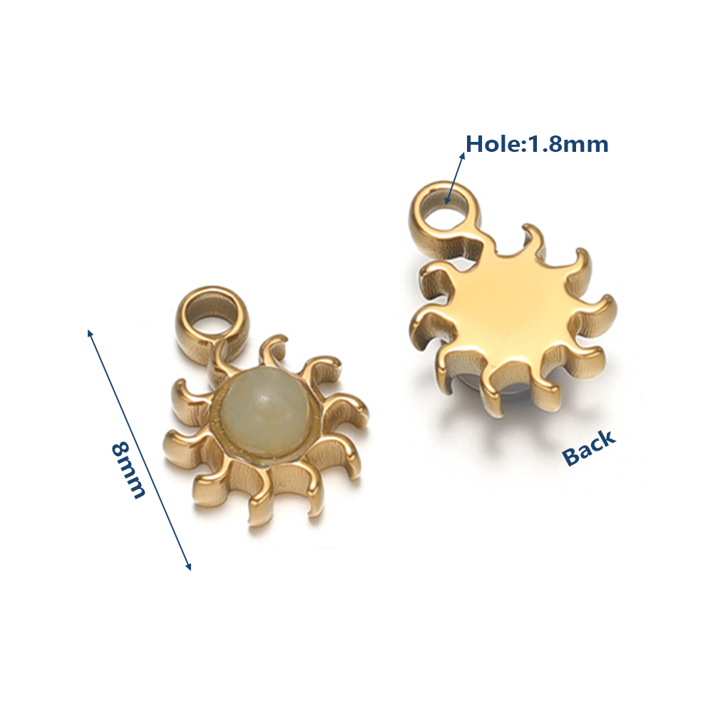 5Pcs Stainless Steel Sun Charm - Jewelry Making Gemstones recension och pris